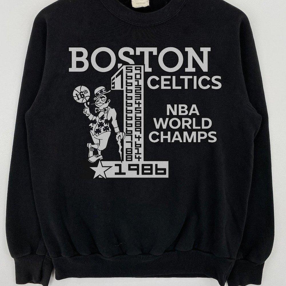 Retro 1986 Boston Celtics NBA World Champions Graphic Crewneck Sweatshirt